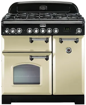 Falcon 90cm Classic Deluxe Freestanding Dual Fuel Oven/Stove Cream and Chrome CDL90DFCR-CH by Falcon, a Cooktops for sale on Style Sourcebook