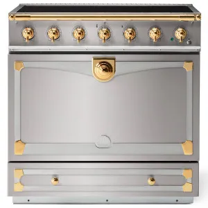 La Cornue Albertine 90cm Induction Freestanding Oven Brushed Stainless Steel with Polished Brass ALB90EISS-BN by La Cornue, a Cooktops for sale on Style Sourcebook