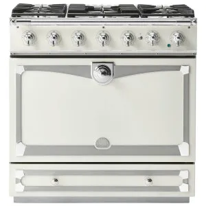 La Cornue Albertine 90cm Dual Fuel Freestanding Oven Pure White with Polished Chrome ALB90DFWH-C by La Cornue, a Cooktops for sale on Style Sourcebook