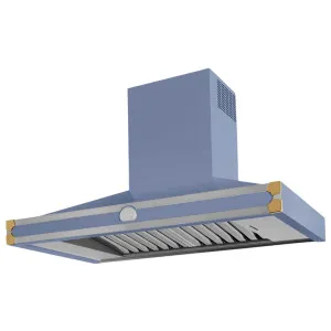 La Cornue Cornufe 110cm Canopy Rangehood Paris Blue with Polished Brass HS1PF21ET0 by La Cornue, a Rangehoods for sale on Style Sourcebook
