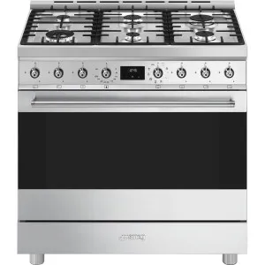 Smeg 90cm Classic Freestanding Dual Fuel Stainless Steel Stove CS9GMXA2 by Smeg, a Cooktops for sale on Style Sourcebook