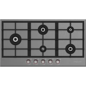 Spezialist 94cm Natural Gas Cooktop 5 Burner Stainless Steel Plate Black Metal Surface S30945SPBBMNG by Spezialist, a Cooktops for sale on Style Sourcebook