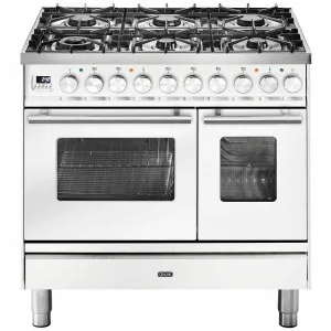 ILVE Professional Plus Series 90cm Dual Fuel Six Burner Double Oven with Milano Knobs PD096DWE3WH by Ilve, a Cooktops for sale on Style Sourcebook