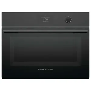 Fisher & Paykel Series 9 60cm Minimal Compact Combi-Microwave Oven Black Glass OM60NMTDB1 by Fisher & Paykel, a Microwave Ovens for sale on Style Sourcebook