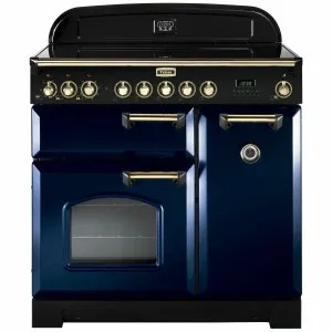 Falcon 90cm Classic Deluxe Freestanding Induction Oven/Stove Royal Blue and Brass CDL90EIRBBR by Falcon, a Cooktops for sale on Style Sourcebook