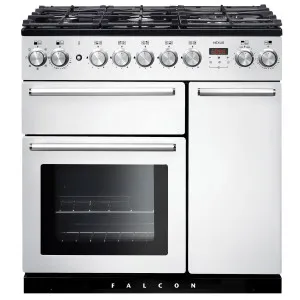 Falcon 90cm Nexus Freestanding Dual Fuel Oven/Stove White and Chrome NEX90DFWH-CH by Falcon, a Cooktops for sale on Style Sourcebook