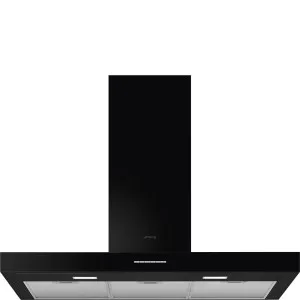 Smeg 90cm Wall Mount Gloss Black Canopy Rangehood KBTAU900NE by Smeg, a Rangehoods for sale on Style Sourcebook