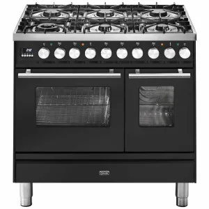 ILVE Professional Plus Series 90cm Dual Fuel Six Burner Double Oven with Milano Knobs PD096DWE3MG by Ilve, a Cooktops for sale on Style Sourcebook