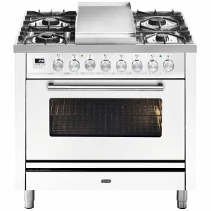 ILVE Professional Plus Series 90cm 6 Burner & Teppanyaki Freestanding Electric Oven with Milano Knobs P09FDWE3WH by Ilve, a Cooktops for sale on Style Sourcebook