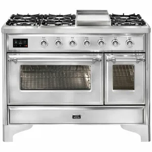 ILVE Majestic 120cm Freestanding Dual Fuel Oven/Stove with SS Teppanyaki Plate M12FDNE3SSC by Ilve, a Cooktops for sale on Style Sourcebook