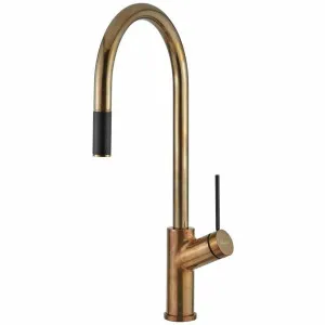 Oliveri Vilo Pull Out Mixer Tap Natural Brass VT0398B-NB by Oliveri, a Kitchen Taps & Mixers for sale on Style Sourcebook