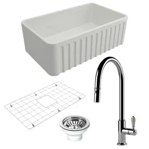 Turner Hastings Novi 75 Butler Sink Pack with Chrome Ludlow Pull Out Mixer Tap and Accessories PKG024 by Turner Hastings, a Kitchen Sinks for sale on Style Sourcebook
