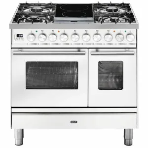 ILVE Professional Plus Series 90cm Dual Fuel Induction Double Oven with Milano Knobs PD09IDWE3WH by Ilve, a Cooktops for sale on Style Sourcebook