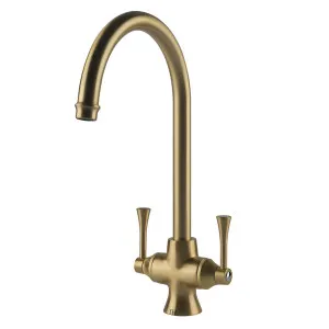 Turner Hastings Gosford Double Sink Mixer Brushed Brass GO203DM-BB by Turner Hastings, a Kitchen Taps & Mixers for sale on Style Sourcebook