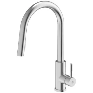 Gareth Ashton Goose Neck Pull Out Kitchen Mixer Tap Brushed Stainless Steel KTA045-BR by Gareth Ashton, a Kitchen Taps & Mixers for sale on Style Sourcebook