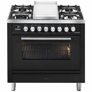 ILVE Professional Plus Series 90cm 6 Burner & Teppanyaki Freestanding Electric Oven with Milano Knobs P09FDWE3BK by Ilve, a Cooktops for sale on Style Sourcebook