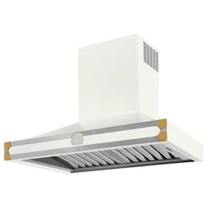 La Cornue Albertine 90cm Canopy Rangehood Pure White with Polished Brass HS9WF21ET0 by La Cornue, a Rangehoods for sale on Style Sourcebook