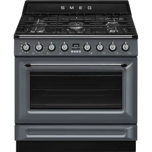 Smeg 90cm Victoria Dual Fuel Pyrolytic Freestanding Cooker - Slate Grey TRA90GPGR by Smeg, a Cooktops for sale on Style Sourcebook