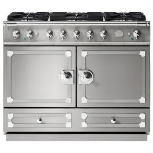 La Cornue Cornufe 110cm Dual Fuel Freestanding Oven Brushed Stainless Steel with Polished Chrome CFE110DFSS-C by La Cornue, a Cooktops for sale on Style Sourcebook