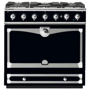 La Cornue Albertine 90cm Dual Fuel Freestanding Oven Shiny Black with Polished Chrome ALB90DFBL-C by La Cornue, a Cooktops for sale on Style Sourcebook