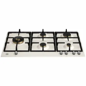 Bertazzoni 90cm Heritage Series Natural Gas Cooktop with Lateral Dual Wok P905LHERAX by Bertazzoni, a Cooktops for sale on Style Sourcebook