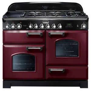 Falcon 110cm Classic Deluxe Freestanding Dual Fuel Oven/Stove Cranberry and Chrome CDL110DFCY-CH by Falcon, a Cooktops for sale on Style Sourcebook