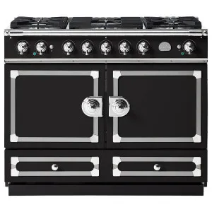 La Cornue Cornufe 110cm Dual Fuel Freestanding Oven Matte Black with Polished Chrome CFE110DFMB-C by La Cornue, a Cooktops for sale on Style Sourcebook
