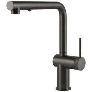Gessi Inedito Pull Out Dual Function Spray Kitchen Mixer Tap Black Metal Brushed 60478BMB by Gessi, a Kitchen Taps & Mixers for sale on Style Sourcebook