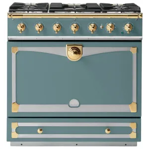 La Cornue Albertine 90cm Dual Fuel Freestanding Oven Ocean with Polished Brass ALB90DFOC-BN by La Cornue, a Cooktops for sale on Style Sourcebook