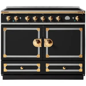 La Cornue Cornufe 110cm Induction Freestanding Oven Matte Black with Polished Brass CFE110EIMB-BN by La Cornue, a Cooktops for sale on Style Sourcebook