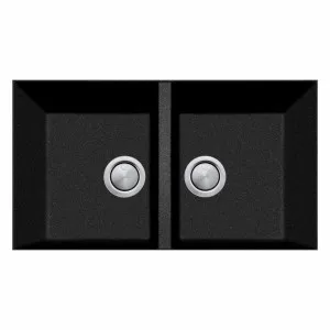 Oliveri Santorini Piccolo Double Bowl Undermount Sink Black ST-BL1573U by Oliveri, a Kitchen Sinks for sale on Style Sourcebook
