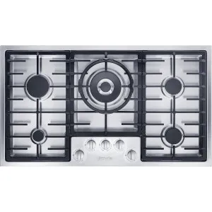 Miele 90cm 5 Burner Natural Gas Cooktop with Dual Wok Burner Stainless Steel KM2354G by Miele, a Cooktops for sale on Style Sourcebook