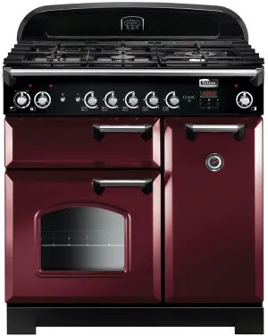 Falcon 90cm Classic Natural Gas Freestanding Oven/Stove Cranberry and Chrome CLA90NGFCY-CH by Falcon, a Cooktops for sale on Style Sourcebook