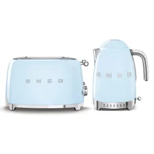 Smeg Temperature Control Kettle and Four Slice Toaster Breakfast Pack Pastel Blue KLF04PBAUTSF03PBAU by Smeg, a Small Kitchen Appliances for sale on Style Sourcebook