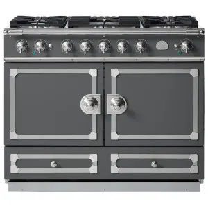 La Cornue Cornufe 110cm Dual Fuel Freestanding Oven Graphite with Brushed Nickel CFE110DFGR-N by La Cornue, a Cooktops for sale on Style Sourcebook