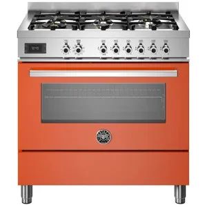 Bertazzoni 90cm Professional Orange Dual Fuel Freestanding Oven PRO96L1EART by Bertazzoni, a Cooktops for sale on Style Sourcebook