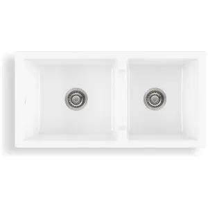 Oliveri Sicily Fireclay Farmhouse 1 & 3/4 Bowl Countertop or Undermount Sink White SC-WH1984 by Oliveri, a Kitchen Sinks for sale on Style Sourcebook