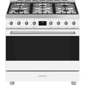 Smeg 90cm Classic Freestanding Dual Fuel White Stove CS9GMWHA2 by Smeg, a Cooktops for sale on Style Sourcebook