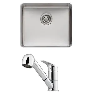Oliveri Sonetto Single Bowl and London Chrome Pull Out Tap Pack LON580FCR-PSN1050U by Oliveri, a Kitchen Sinks for sale on Style Sourcebook