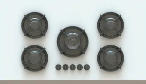 Pitt Elbrus 5 Burner Natural Gas Cooktop Black Brass ELBRUS5BTNG by Pitt, a Cooktops for sale on Style Sourcebook