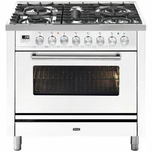 ILVE Professional Plus Series 90cm Dual Fuel Five Burner Oven with Milano Knobs P09PDWE3WH by Ilve, a Cooktops for sale on Style Sourcebook