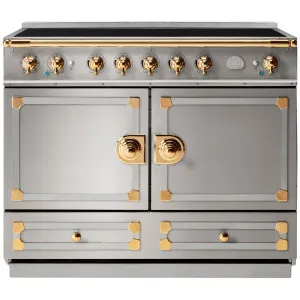 La Cornue Cornufe 110cm Induction Freestanding Oven Brushed Stainless Steel with Polished Brass CFE110EISS-BN by La Cornue, a Cooktops for sale on Style Sourcebook