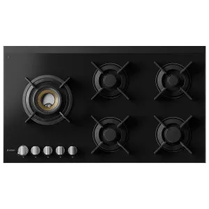 ASKO 90cm Natural Gas 5 Burner Cooktop with Fusion Volcano Burner Black Ceramic Glass HG8953BGD1 by Asko, a Cooktops for sale on Style Sourcebook