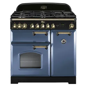 Falcon 90cm Classic Deluxe Stone Blue Dual Fuel Freestanding Oven CDL90DFSBBR by Falcon, a Cooktops for sale on Style Sourcebook