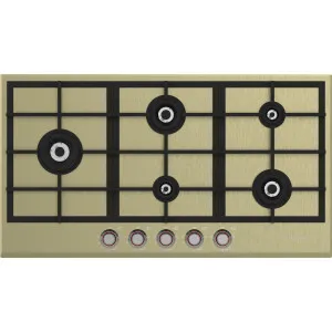 Spezialist 94cm LP Gas Cooktop 5 Burner Stainless Steel Plate Brass Surface S30945SPBBRLPG by Spezialist, a Cooktops for sale on Style Sourcebook