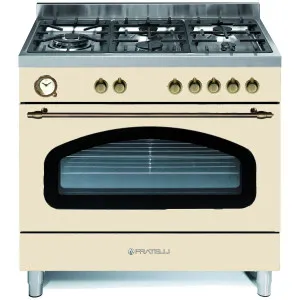 Fratelli 90cm Venezia Dual Fuel Ivory Freestanding Oven VE29650FEMIVO by Fratelli, a Cooktops for sale on Style Sourcebook