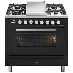 ILVE Professional Plus Series 90cm 6 Burner & Teppanyaki Freestanding Electric Oven with Milano Knobs P09FDWE3MG by Ilve, a Cooktops for sale on Style Sourcebook