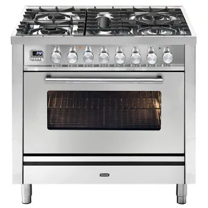 ILVE Professional Plus Series 90cm Dual Fuel Five Burner Oven with Milano Knobs P09PDWE3SS by Ilve, a Cooktops for sale on Style Sourcebook