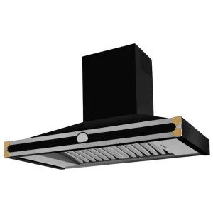 La Cornue Cornufe 110cm Canopy Rangehood Shiny Black with Polished Brass HS1MF21ET0 by La Cornue, a Rangehoods for sale on Style Sourcebook