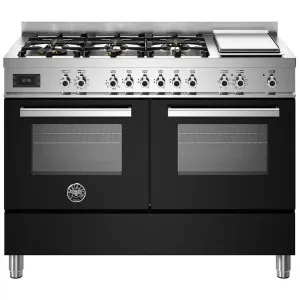 Bertazzoni 120cm Professional Dual Fuel Black Freestanding Oven with Griddle PRO126G2ENET by Bertazzoni, a Cooktops for sale on Style Sourcebook